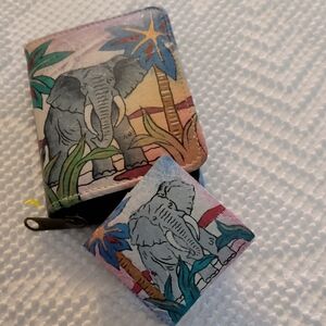 Colorful Elephant Print Wallet Set